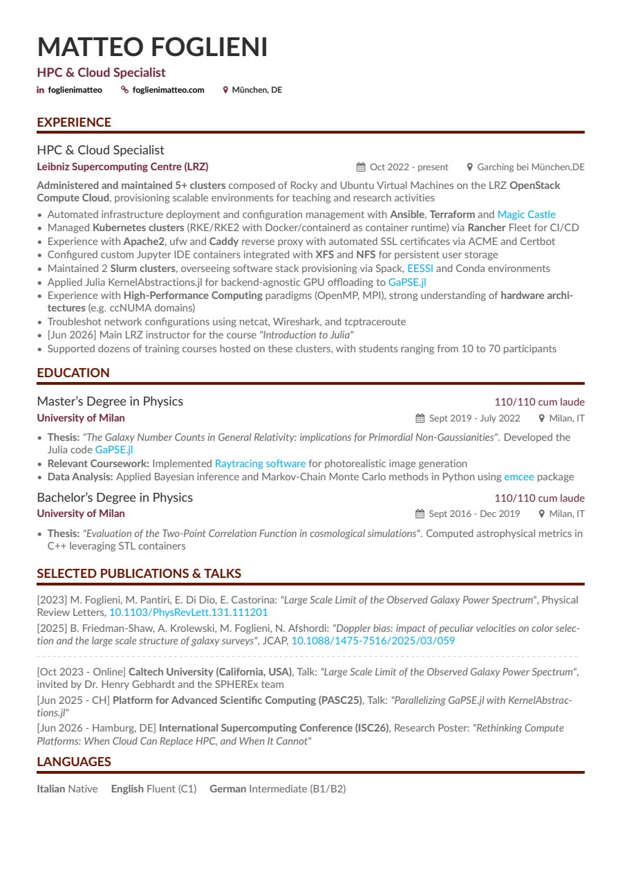 Curriculum vitae of Matteo Foglieni